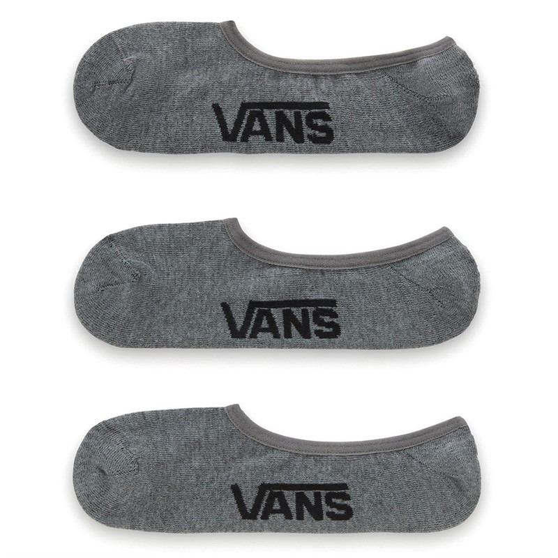 Vans Mens Classic Three Pack Super No Show Socks Heather Grey - Size 8.5