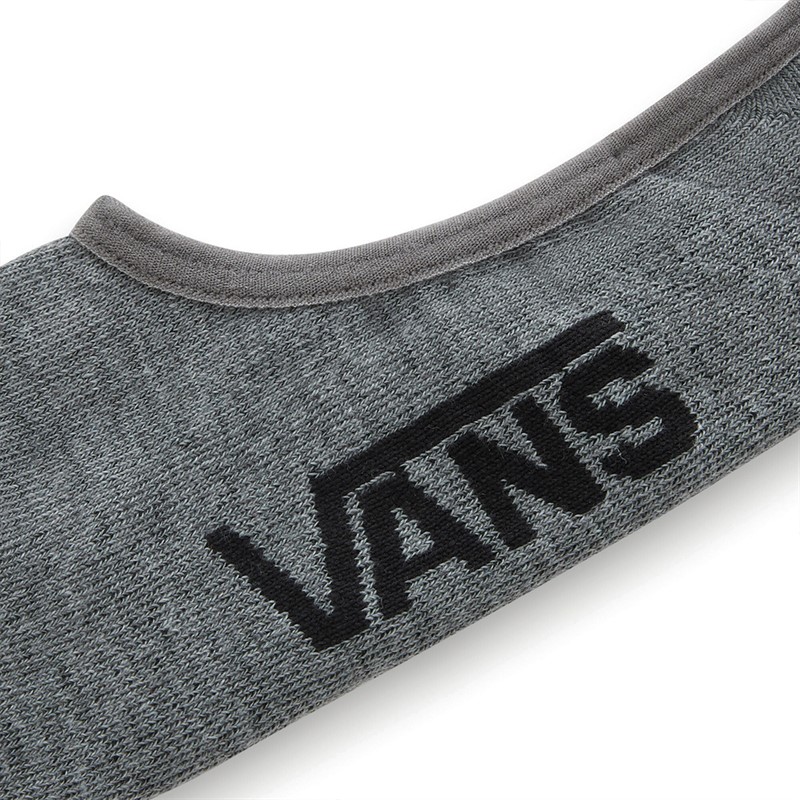Vans Mens Classic Three Pack Super No Show Socks Heather Grey