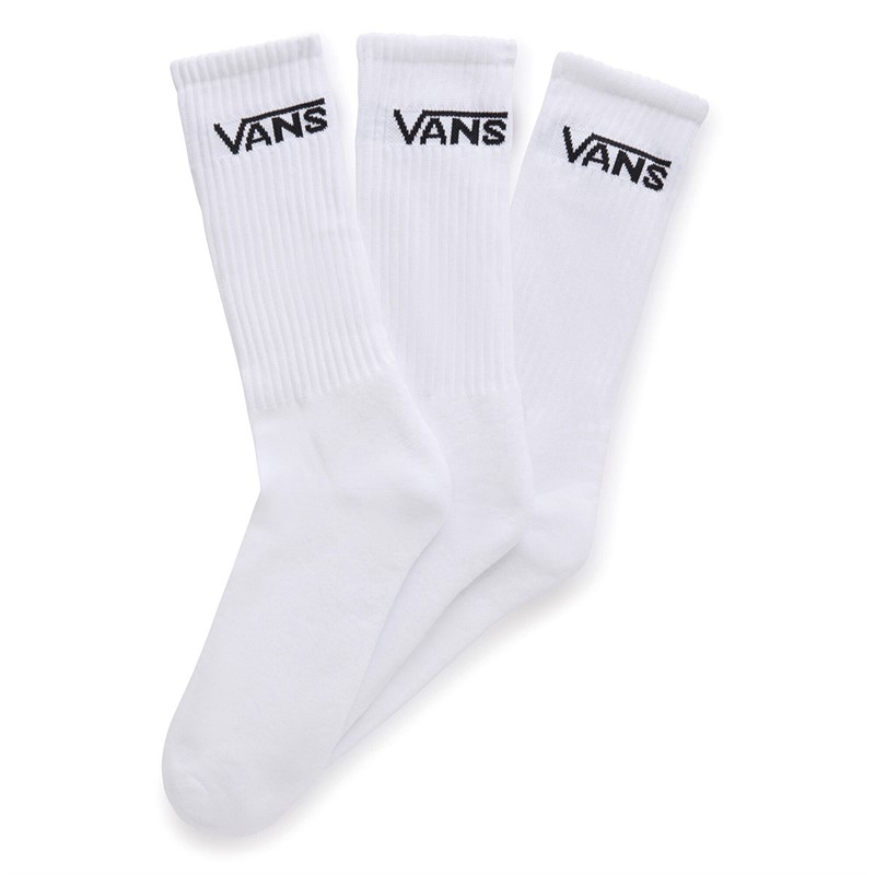 Vans Mens Classic Three Pack Crew Socks White