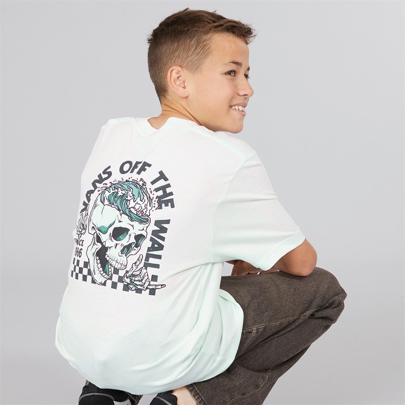 Vans Junior Boys Headwaves Graphic Back T-Shirt Hint Of Mint