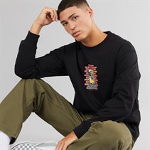 Vans Mens Skull Window Graphic Long Sleeve Top Black