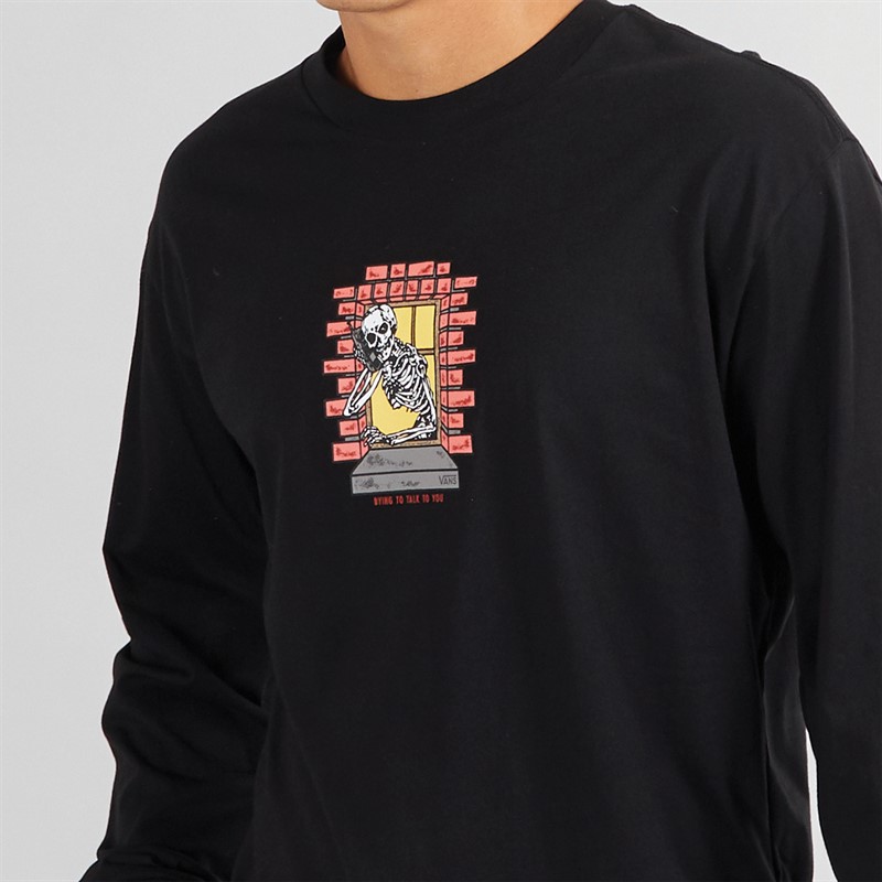 Vans Mens Skull Window Graphic Long Sleeve Top Black