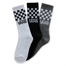Vans Kids Drop V Classic Check Three Pack Crew Socks White/Black/Heathergrey