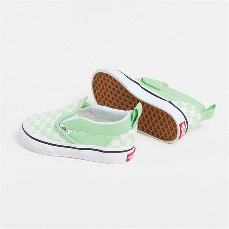 Vans Infant Slip-On Checkerboard Colour Theory Trainers Pistachio Green