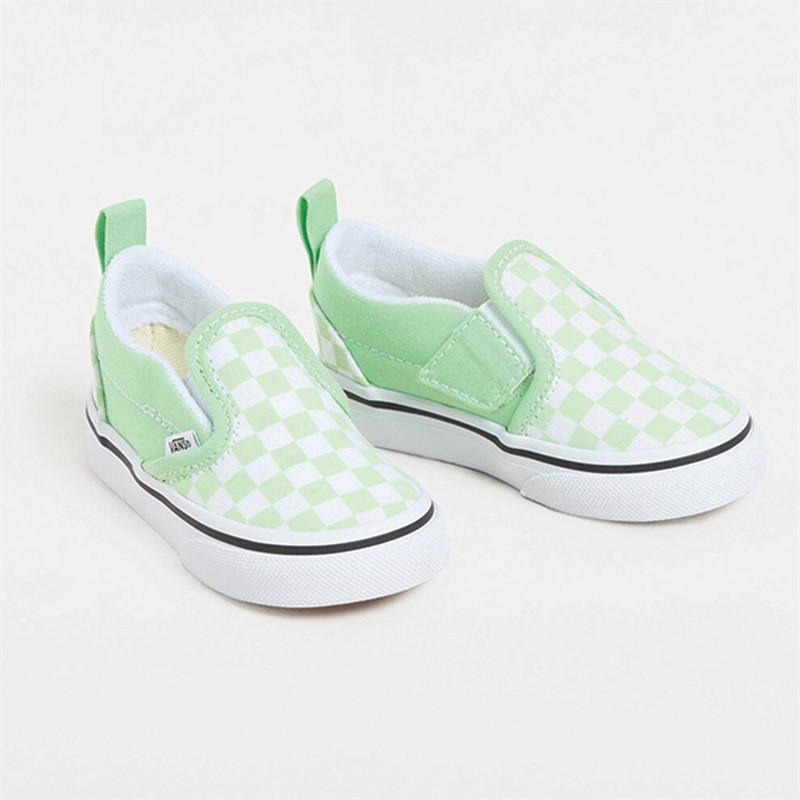 Vans Infant Slip-On Checkerboard Colour Theory Trainers Pistachio Green