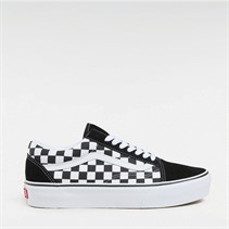 Vans Womens Old Skool Checkerboard Platform Trainers Black/True White
