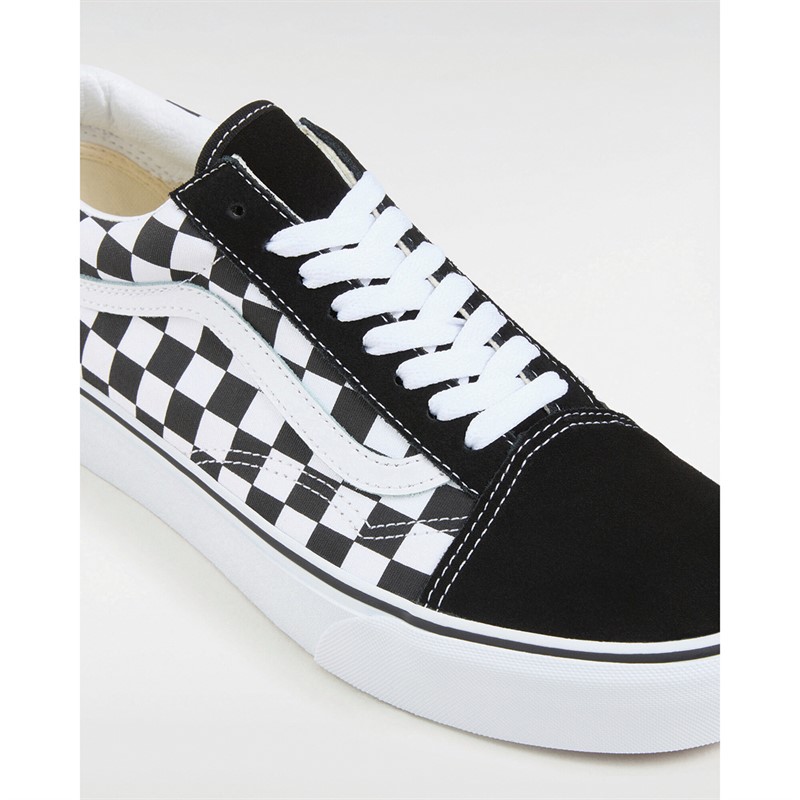 Vans Womens Old Skool Checkerboard Platform Trainers Black/True White