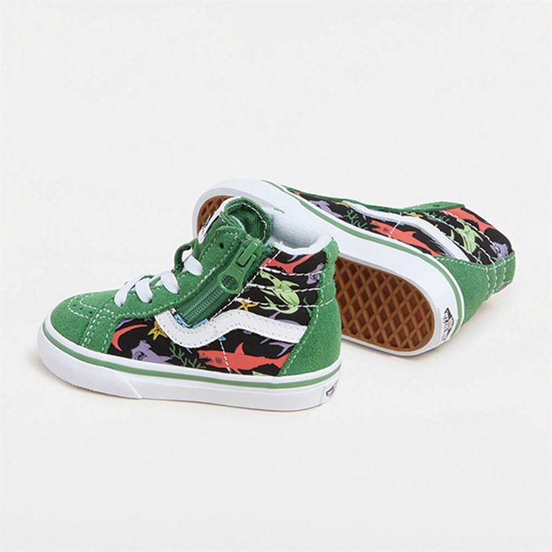 Vans Infant Boys SK8-Hi Reissue Side Zip Sharks Trainers Green/Multi