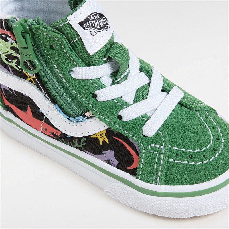 Vans Infant Boys SK8-Hi Reissue Side Zip Sharks Trainers Green/Multi