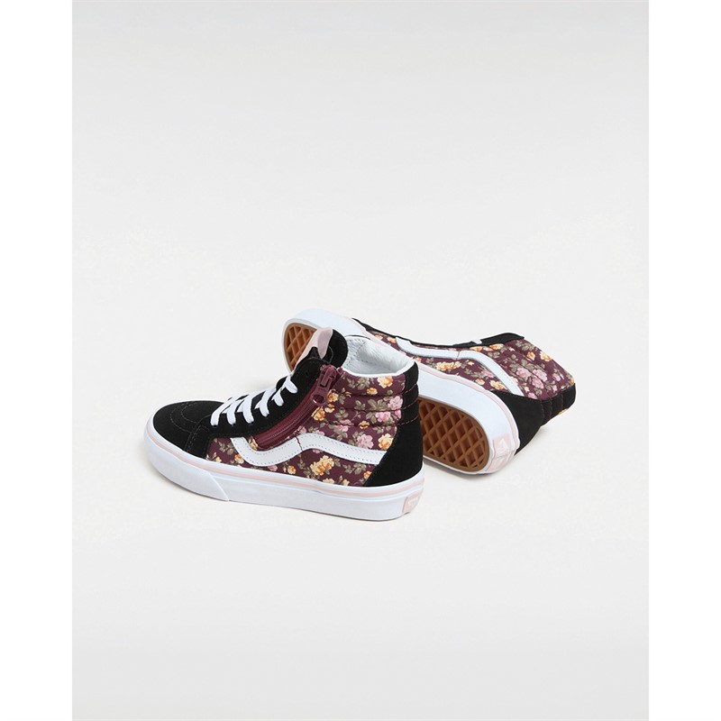 Vans Girls Sk8-Hi Reissue Side Zip Trainers Black/Multi