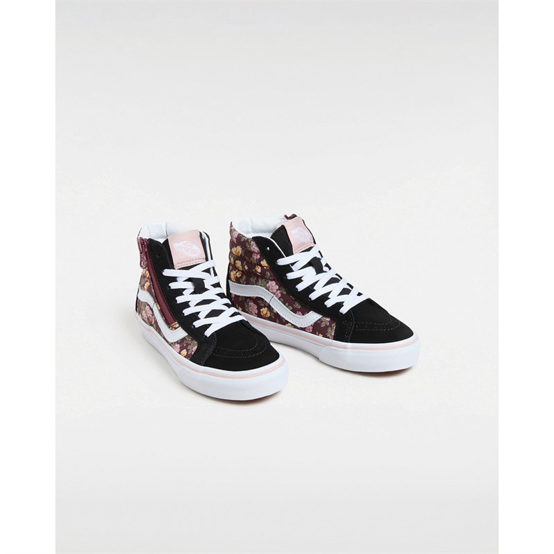 Vans Girls Sk8-Hi Reissue Side Zip Trainers Black/Multi