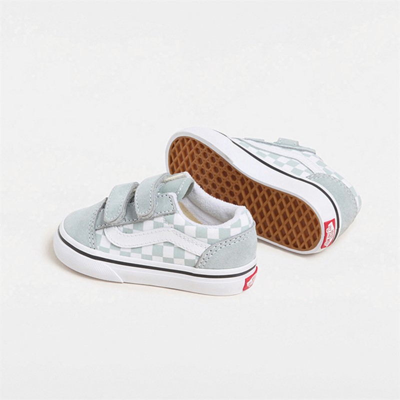 Vans Infant Old Skool Velcro Colour Theory Checkerboard Trainers Pure Grey