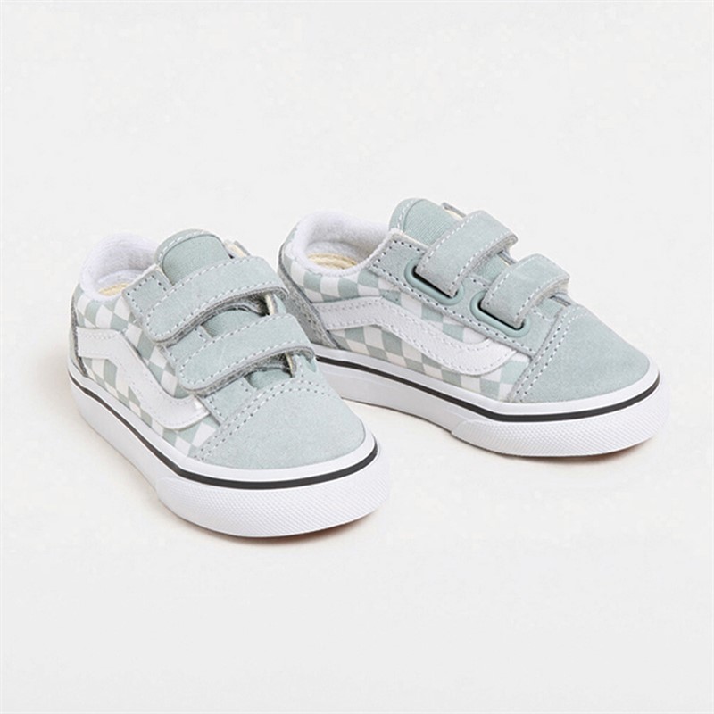 Vans Infant Old Skool Velcro Colour Theory Checkerboard Trainers Pure Grey