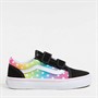 Vans Girls Old Skool Velcro Glow Rainbow Trainers Black/Multi