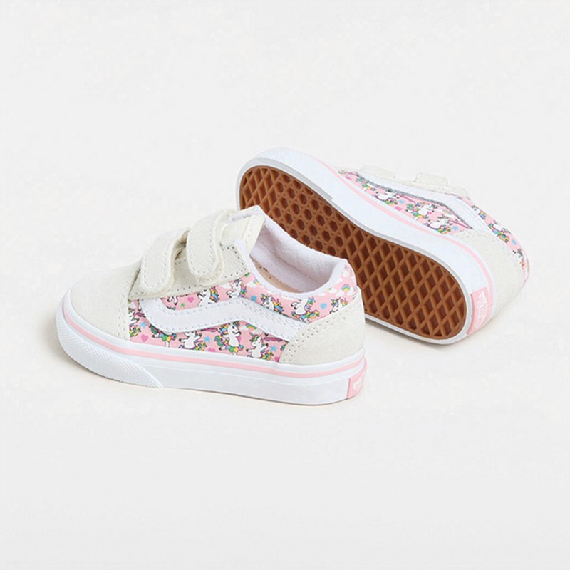 Vans spædBørn Piger Old Skool Velcro Enhjørning Træningssko Marshmallow / Pink