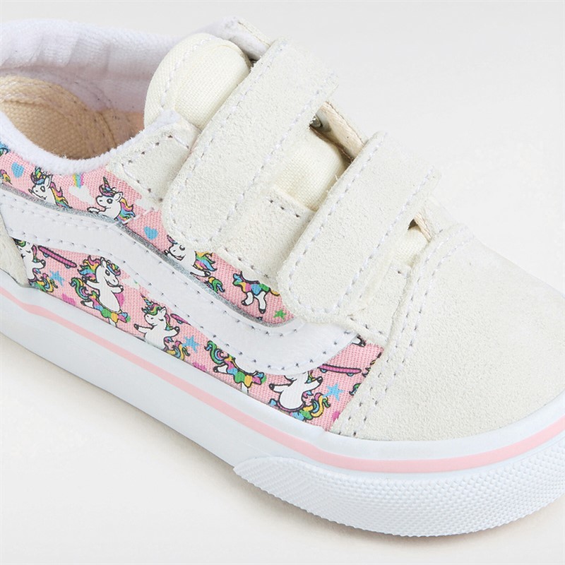 Vans spædBørn Piger Old Skool Velcro Enhjørning Træningssko Marshmallow / Pink