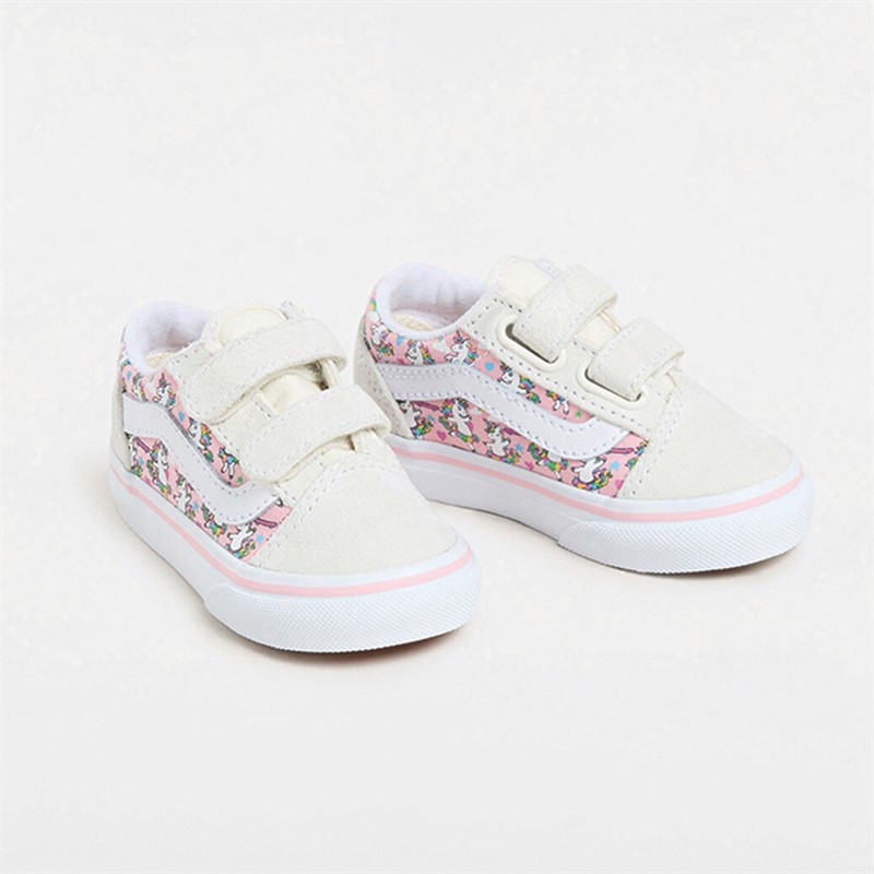 Vans spædBørn Piger Old Skool Velcro Enhjørning Træningssko Marshmallow / Pink