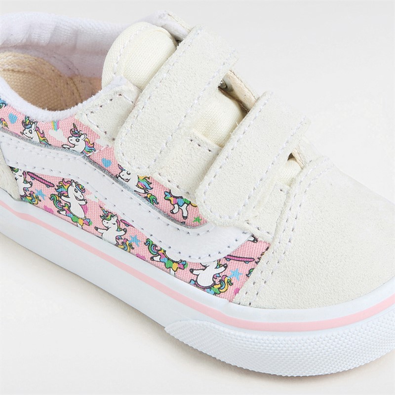 Vans spædBørn Piger Old Skool Velcro Enhjørning Træningssko Marshmallow / Pink