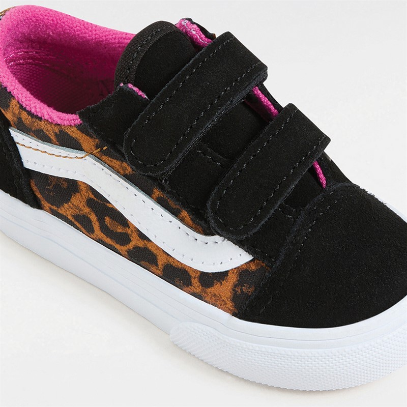Vans spædBørn Piger Old Skool Velcro Leopard Træningssko Sort / Multi