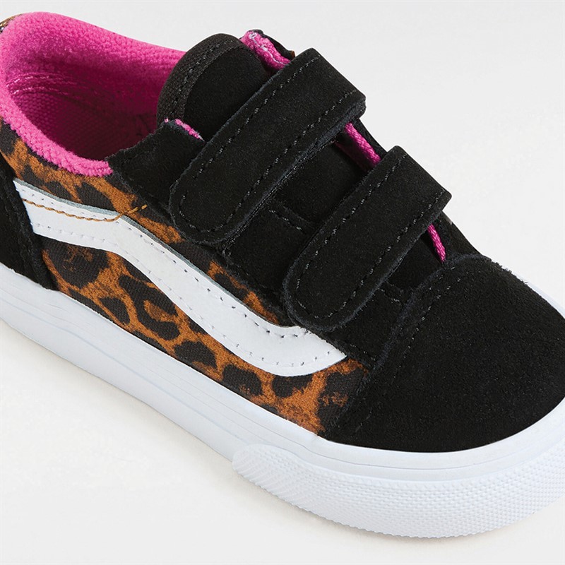 Vans spædBørn Piger Old Skool Velcro Leopard Træningssko Sort / Multi