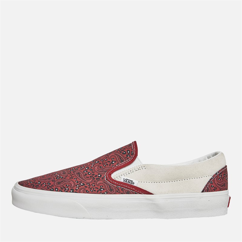 Vans Womens Classic Slip-On Trainers White/Red - Size 8