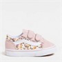 Vans Infant Girls Old Skool Velcro Floral Trainers Pink/Multi