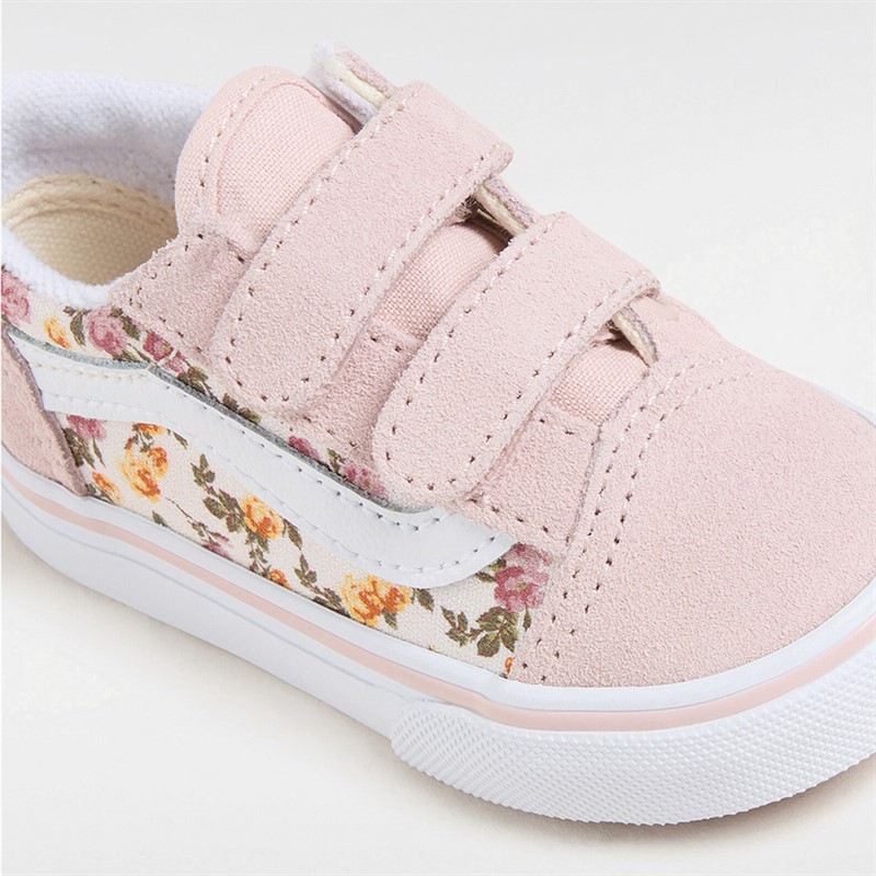 Vans Infant Girls Old Skool Velcro Floral Trainers Pink/Multi