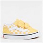 Vans Infant Old Skool Velcro Checkerboard Trainers Banana Cream