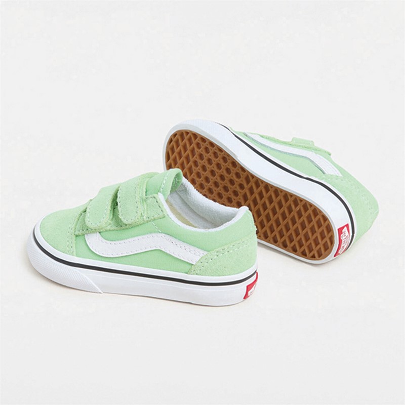 Vans Infant Old Skool Velcro Colour Theory Trainers Pistachio Green