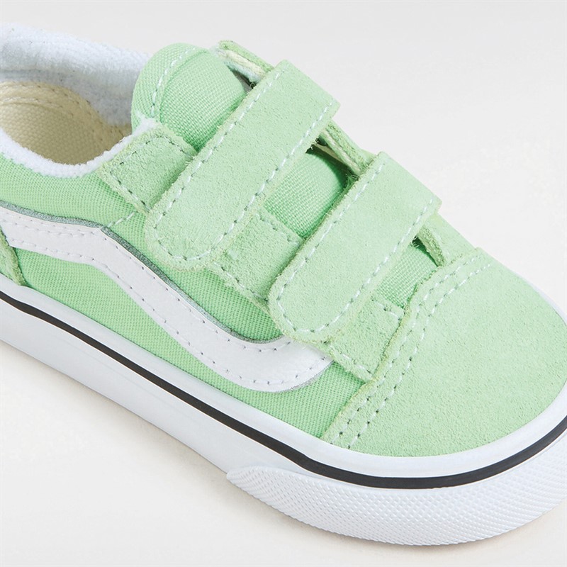 Vans Infant Old Skool Velcro Colour Theory Trainers Pistachio Green