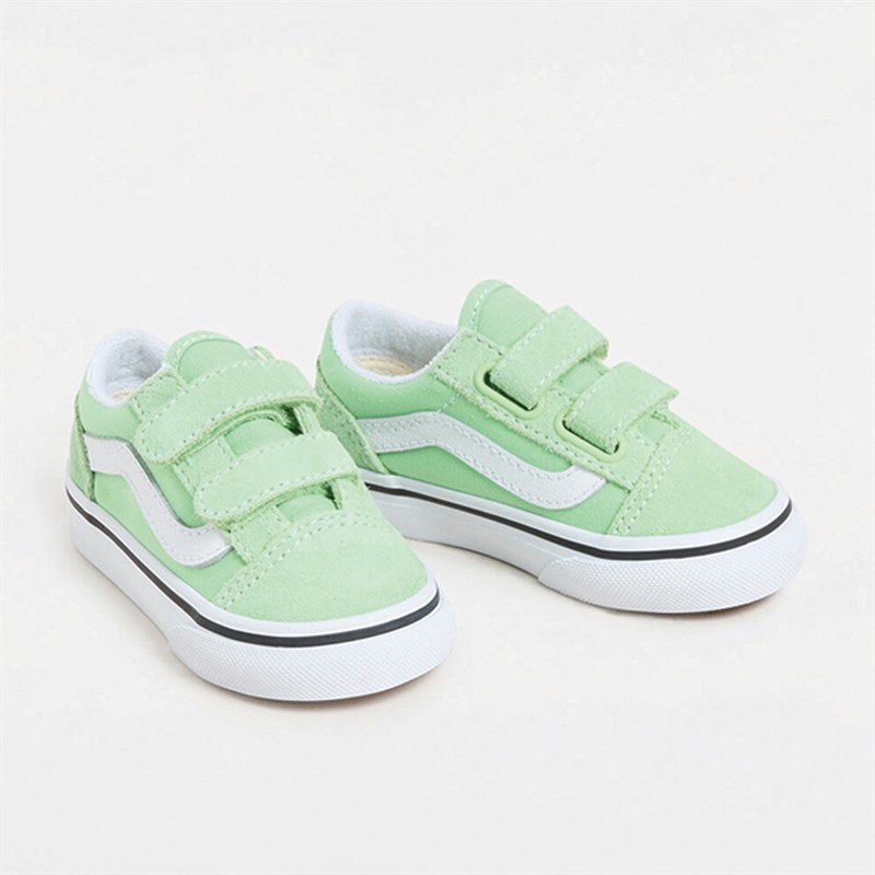 Vans Infant Old Skool Velcro Colour Theory Trainers Pistachio Green