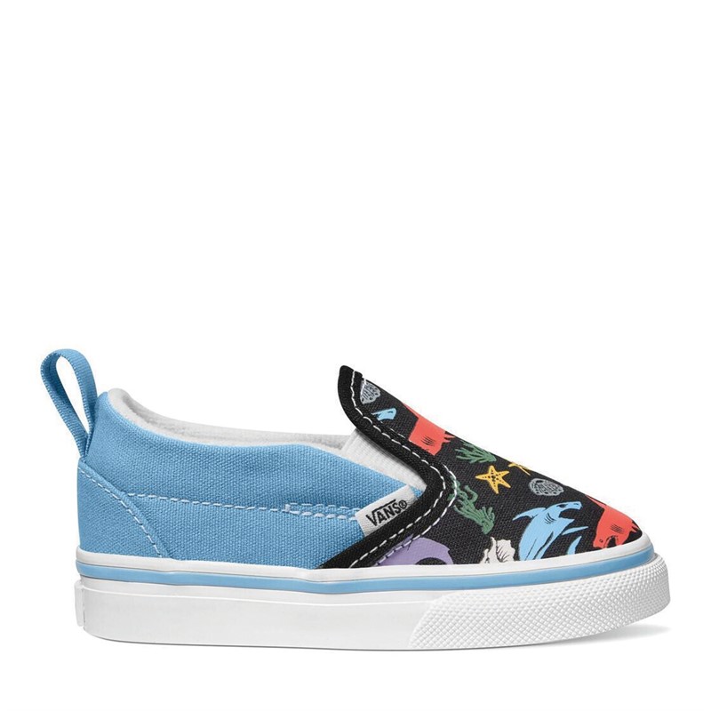 Vans Infant Boys Slip-On Velcro Glow Sharks Trainers Blue/Multi