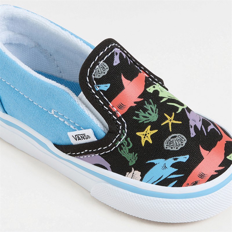 Vans Infant Boys Slip-On Velcro Glow Sharks Trainers Blue/Multi