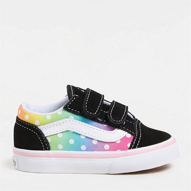 Vans Infant Girls Old Skool Velcro Glow Rainbow Trainers Black/Multi