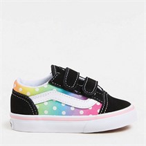 Vans Infant Girls Old Skool Velcro Glow Rainbow Trainers Black/Multi
