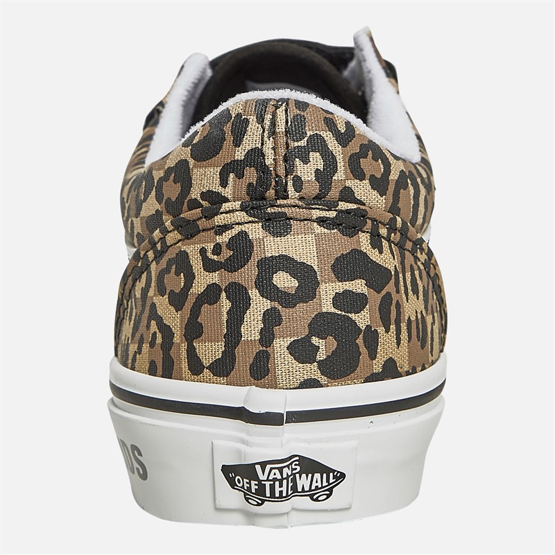 Vans Junior Girls Old Skool Velcro Leopard Trainers Leopard/Black