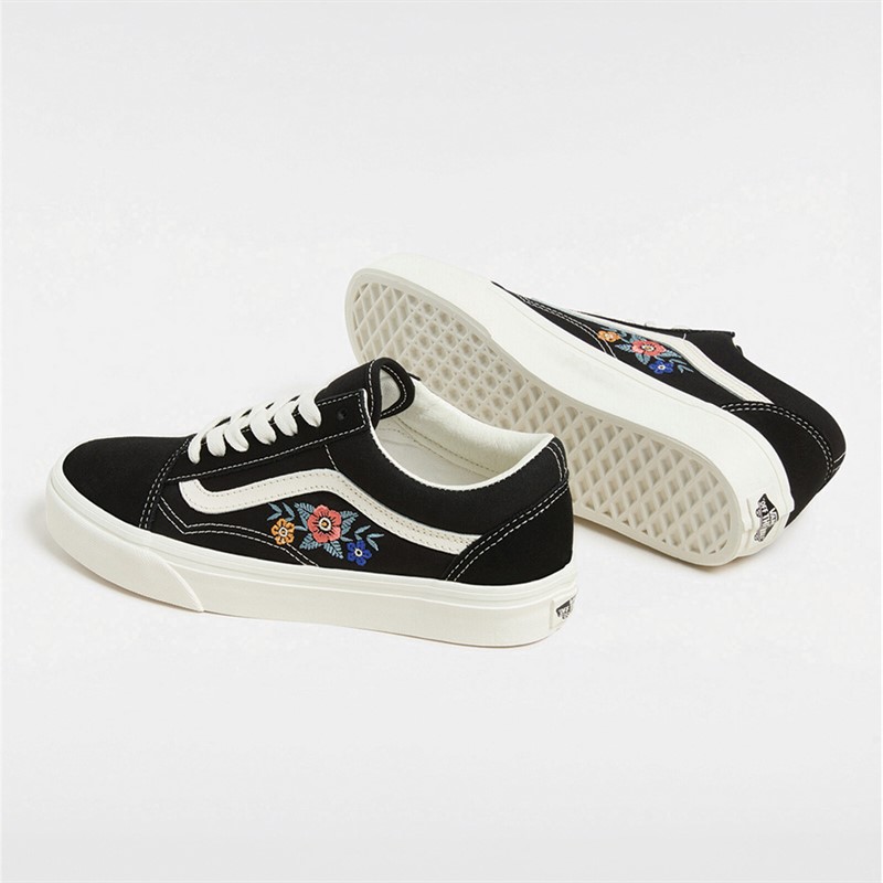 Vans Womens Old Skool Trainers Black Floral
