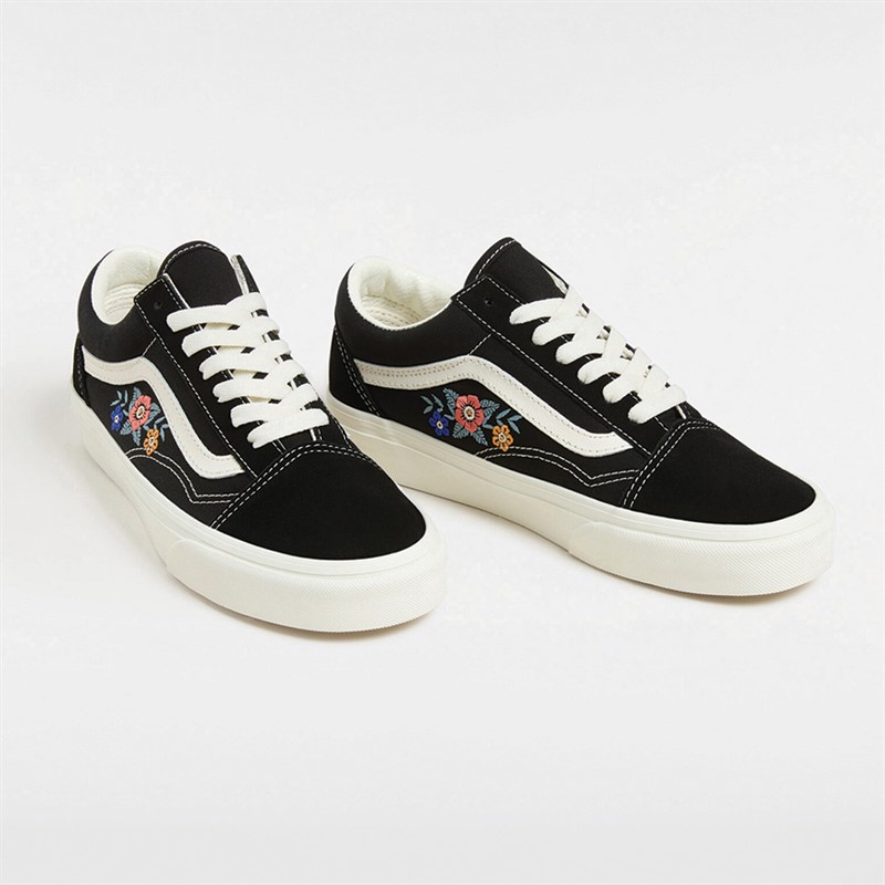 Vans Womens Old Skool Trainers Black Floral