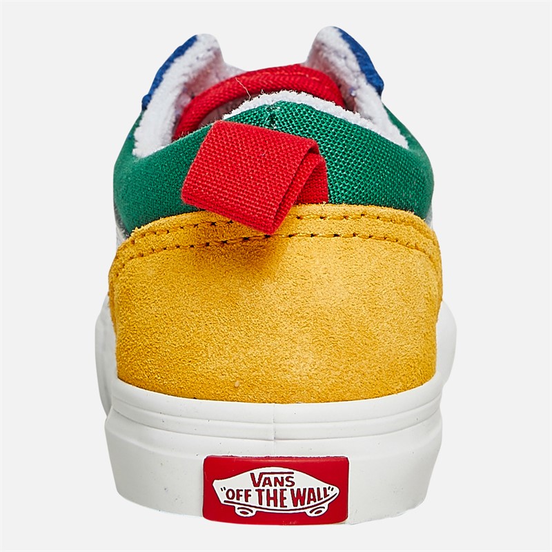 Vans Infant Old Skool Elastic Lace Trainers Blue/Green/Yellow/Red