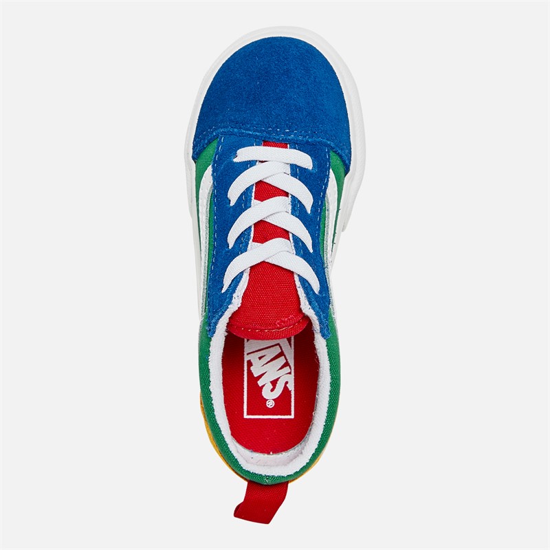 Vans Infant Old Skool Elastic Lace Trainers Blue/Green/Yellow/Red