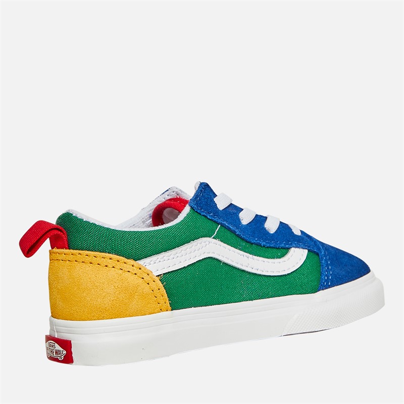 Vans Infant Old Skool Elastic Lace Trainers Blue/Green/Yellow/Red