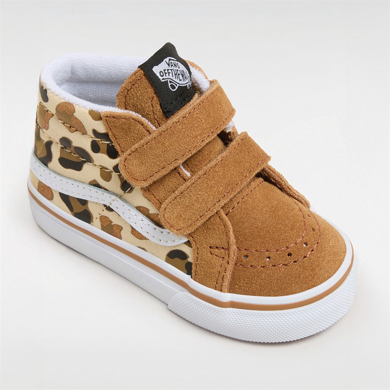 Vans Infant Sk8-Mid Reissue Velcro Leopard Trainers Brown/True White