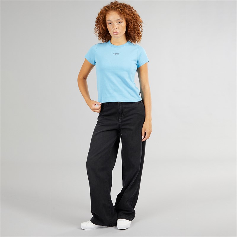 Vans Damen Basic Mini Logo T Shirt Heritage Blau