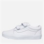 Vans Kinder Old Skool Klettverschluss Turnschuhe Weiß Mono