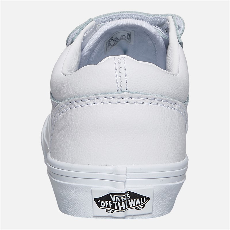 Vans Kinder Old Skool Klettverschluss Turnschuhe Weiß Mono