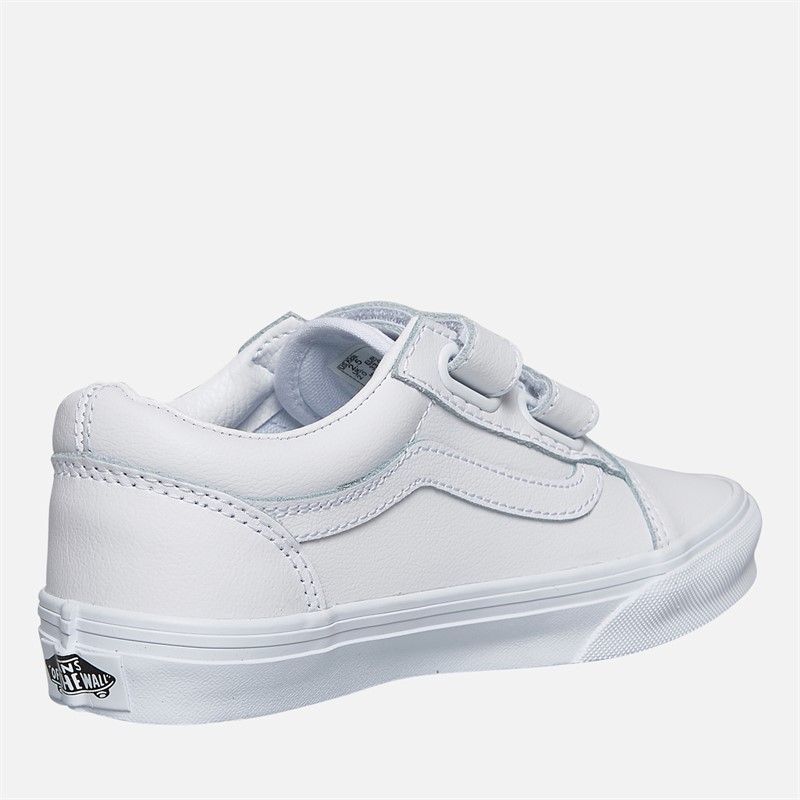 Vans Kinder Old Skool Klettverschluss Turnschuhe Weiß Mono