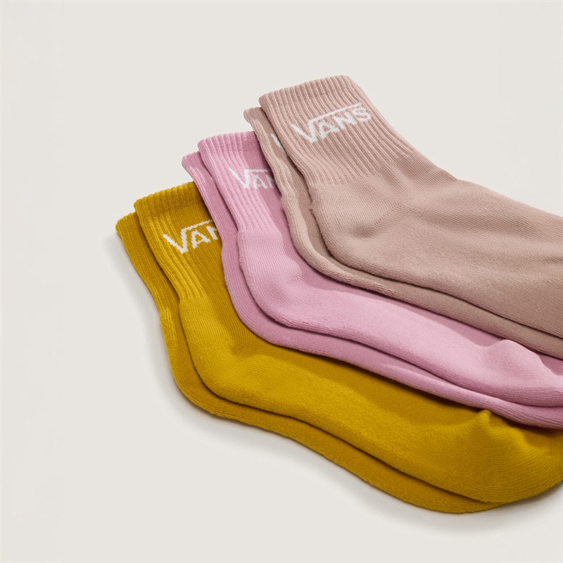 Vans Classic Three Pack Half Crew Socks Pink Dawn