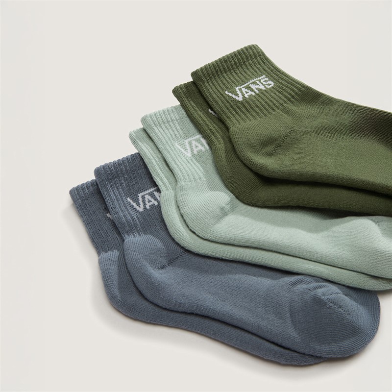 Vans Kids Classic Three Pack Half Crew Socks Gray Olive