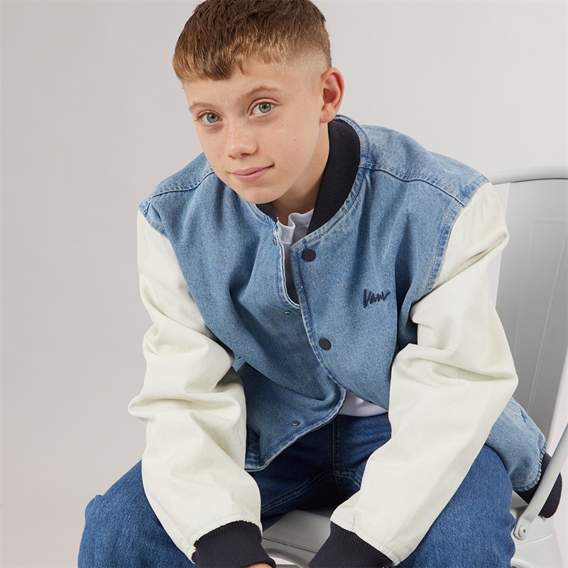 Vans Junior Boys Denim Baseball Jacket Stonewash/Blue