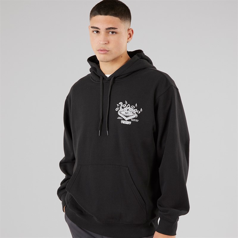 Vans Mens Scratched Records Graphic Back Hoodie Black